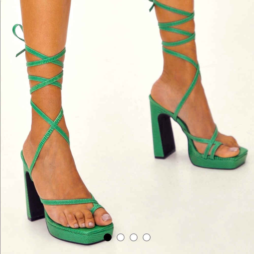 Nasty Gal Faux Leather Lizard Platform Strappy Heels